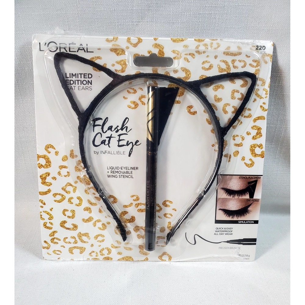 L'Oréal Flash Cat Eye Infallible Limited Edition Rare Cat Ears Stencil Set-Black - Picture 4 of 6